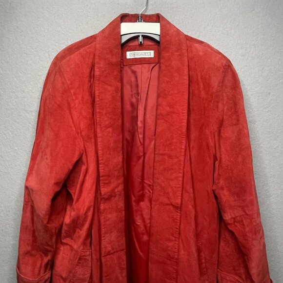 Evan Davies II Red Silky Pig Suede Blazer Jacket For Women 42/22W - Picture 6 of 15